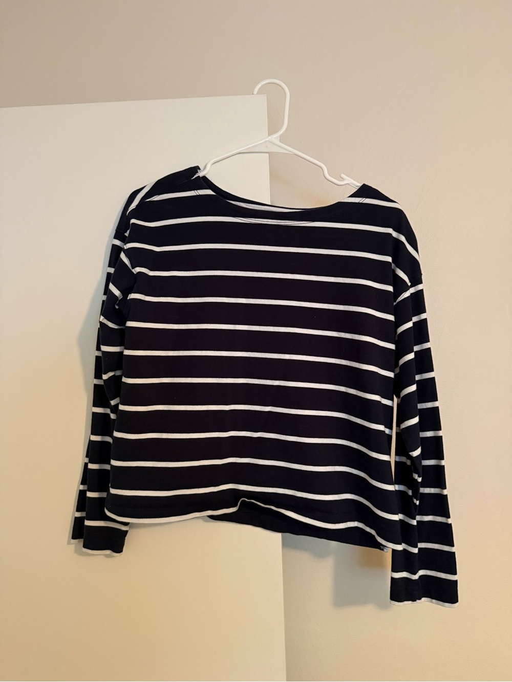 Striped Navy and White Long-Sleeve Women's Top